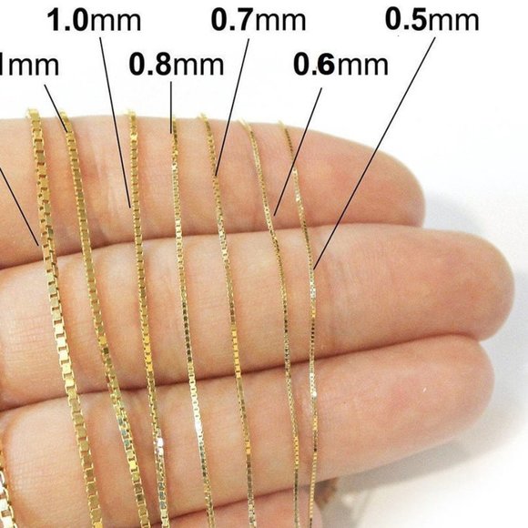 14K Real Solid Gold Box Chain Authentic Gold Box Necklace 16" Stamped 14K ITALY - Picture 4 of 5